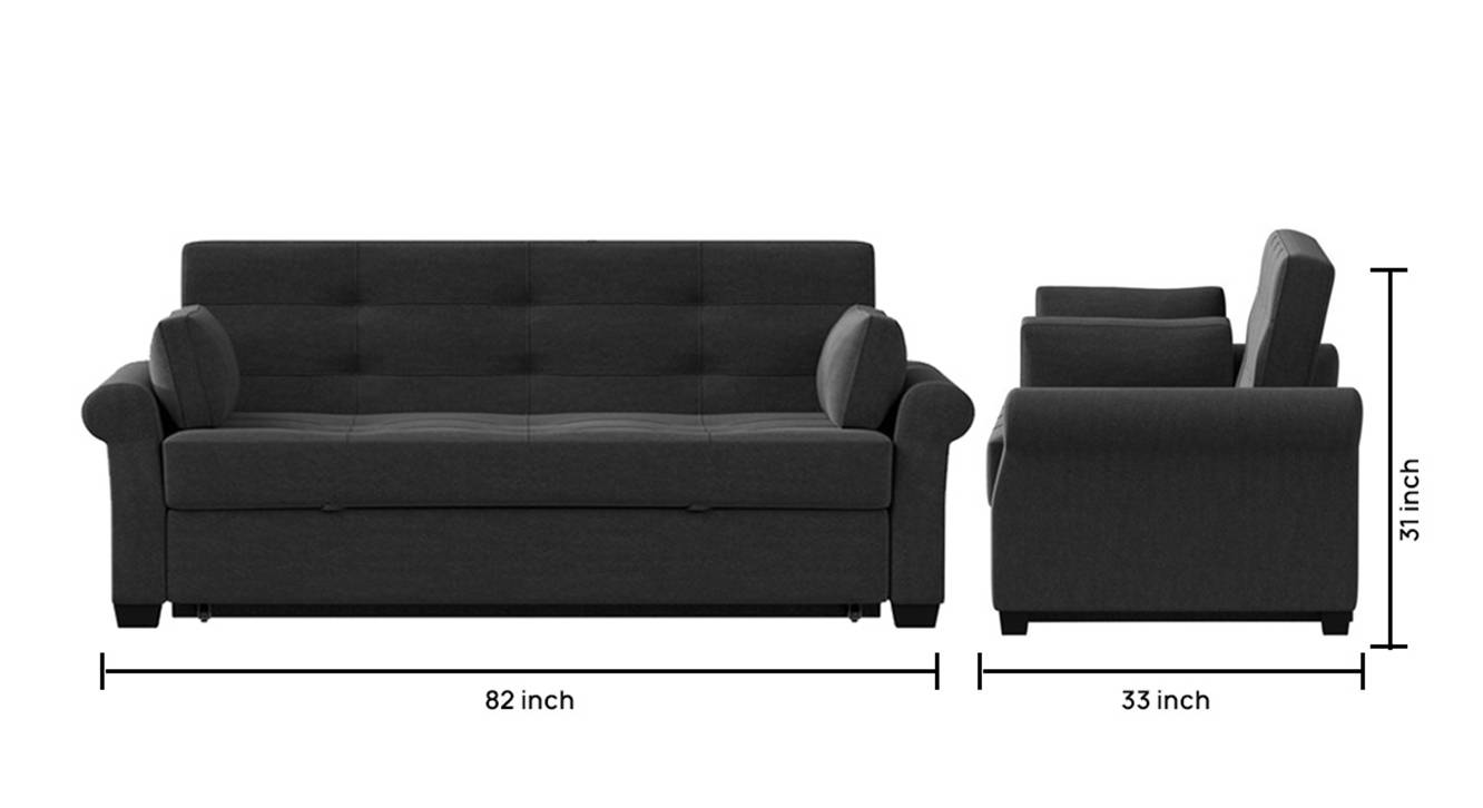 Serta 3 Seater Fold Out Sofa cum Bed In Grey Colour Urban Ladder
