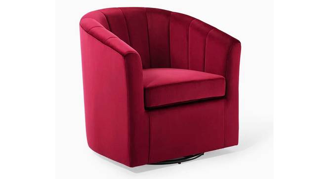 Barrin Swivel Solid Wood Barrel Chair in Purple Colour (Maroon) by Urban Ladder - Front View Design 1 - 852989