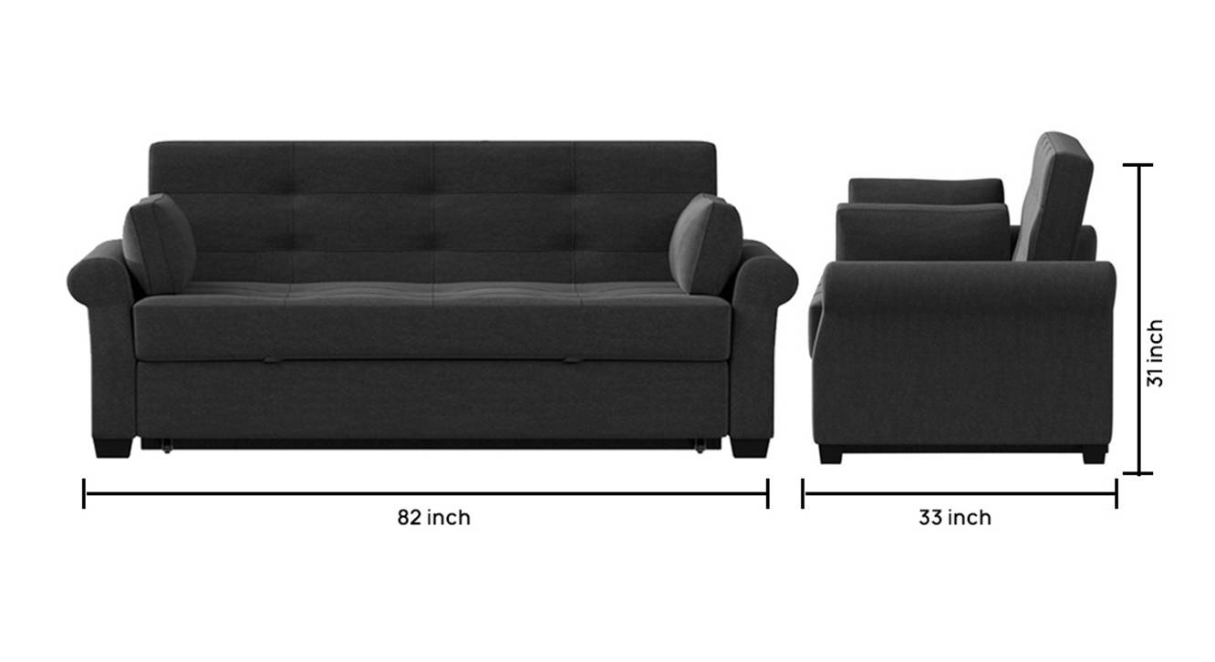 Serta 3 Seater Fold Out Sofa cum Bed In Grey Colour Urban Ladder