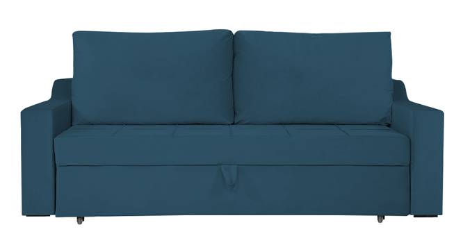 Step 3 Seater Pull Out Sofa Cum Bed In T Blue  Colour (Teal Blue) by Urban Ladder - Design 1 Side View - 853117