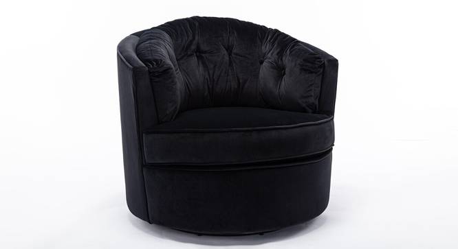 Marius Swivel Solid Wood Round Chair in Orange Colour (Black) by Urban Ladder - Front View Design 1 - 853588