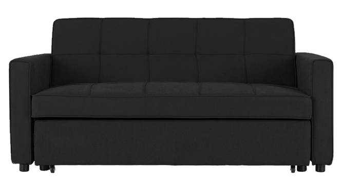Medas 3 Seater Pull Out Sofa Cum Bed In Black Colour (Black) by Urban Ladder - Front View Design 1 - 853681