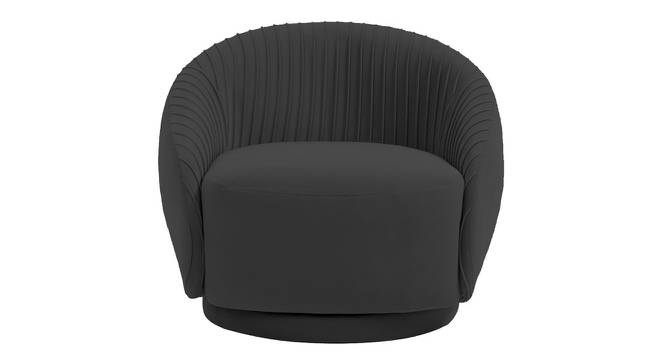 Lorna Swivel Solid Wood Round Chair in T Blue Colour (Black) by Urban Ladder - Design 1 Side View - 853719