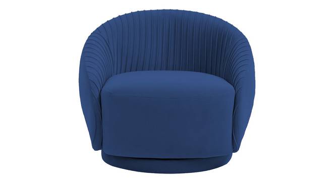 Lorna Swivel Solid Wood Round Chair in T Blue Colour (Navy Blue) by Urban Ladder - Design 1 Side View - 853728