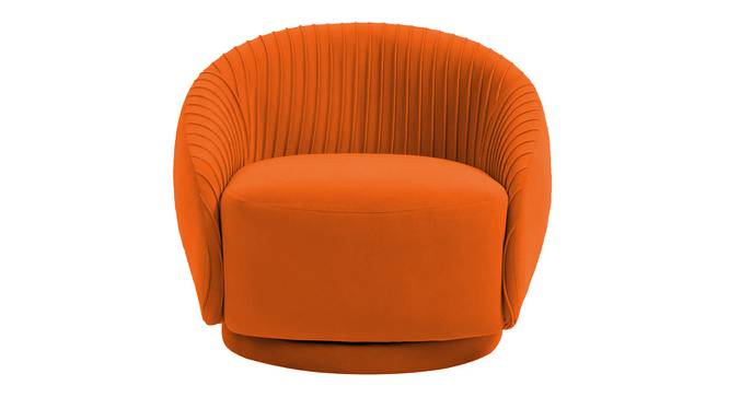 Lorna Swivel Solid Wood Round Chair in T Blue Colour (Orange) by Urban Ladder - Design 1 Side View - 853729