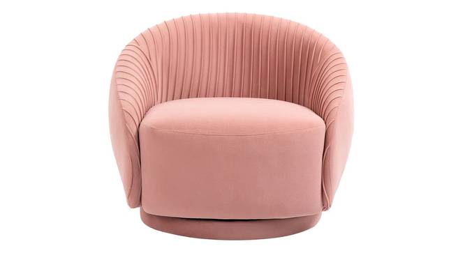 Lorna Swivel Solid Wood Round Chair in T Blue Colour (Pink) by Urban Ladder - Design 1 Side View - 853732