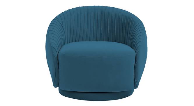 Lorna Swivel Solid Wood Round Chair in T Blue Colour (Teal Blue) by Urban Ladder - Design 1 Side View - 853734