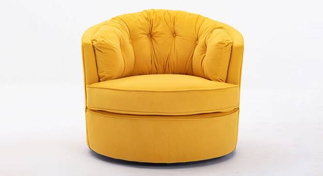 Marius Swivel Solid Wood Round Chair in Orange Colour (Yellow) by Urban Ladder - Design 1 Side View - 853736