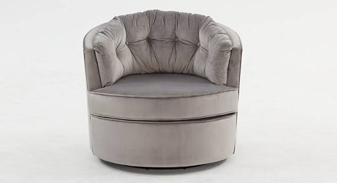Marius Swivel Solid Wood Round Chair in Orange Colour (Grey) by Urban Ladder - Design 1 Side View - 853737