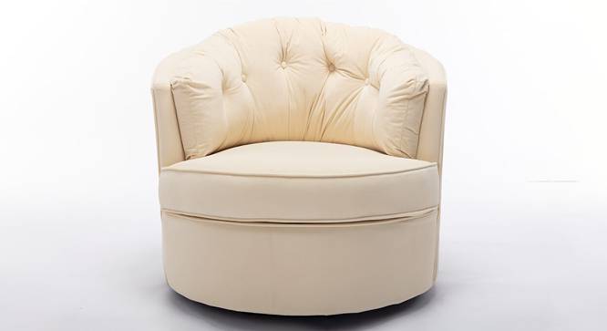 Marius Swivel Solid Wood Round Chair in Orange Colour (Cream) by Urban Ladder - Design 1 Side View - 853739