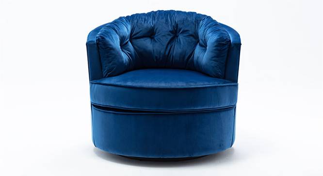 Marius Swivel Solid Wood Round Chair in Orange Colour (Navy Blue) by Urban Ladder - Design 1 Side View - 853742