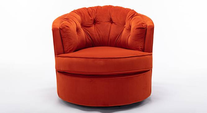 Marius Swivel Solid Wood Round Chair in Orange Colour (Orange) by Urban Ladder - Design 1 Side View - 853743