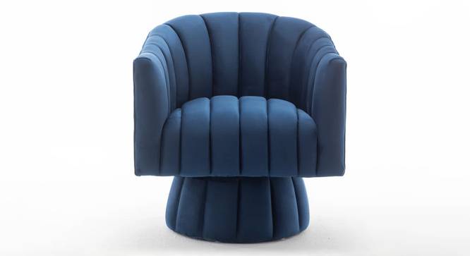 Morrow Swivel Solid Wood Round Chair in Dusty Rose Colour (Navy Blue) by Urban Ladder - Design 1 Side View - 853753
