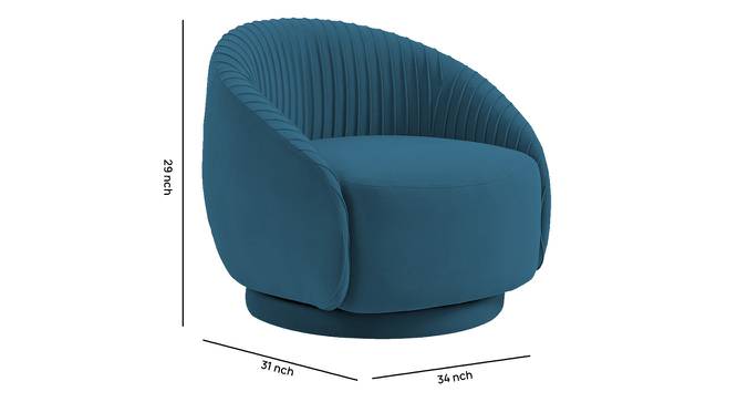 Lorna Swivel Solid Wood Round Chair in T Blue Colour (Teal Blue) by Urban Ladder - Front View Design 1 - 853758
