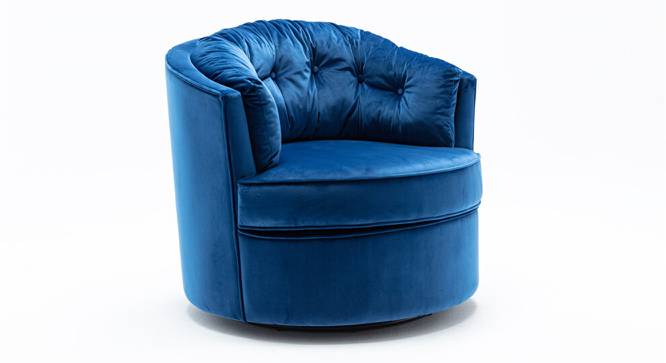 Marius Swivel Solid Wood Round Chair in Orange Colour (Navy Blue) by Urban Ladder - Front View Design 1 - 853766
