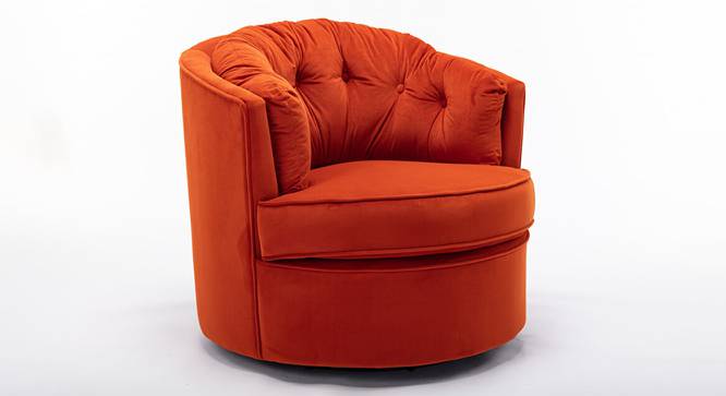 Marius Swivel Solid Wood Round Chair in Orange Colour (Orange) by Urban Ladder - Front View Design 1 - 853767