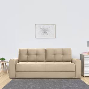 Folding Mattress Sofa Design Calliro 3 Seater Fold Out Sofa cum Bed In Cream Colour