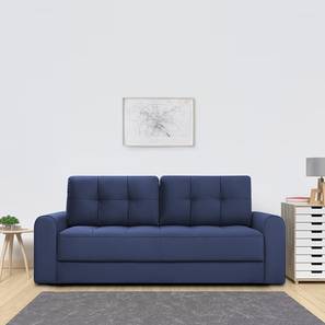 Folding Mattress Sofa Design Calliro 3 Seater Fold Out Sofa cum Bed In Navy Blue Colour