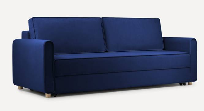 Flycon 3 Seater Pull Out Sofa Cum Bed In Blue Colour (Navy Blue) by Urban Ladder - Front View Design 1 - 854107