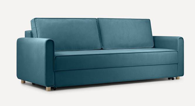 Flycon 3 Seater Pull Out Sofa Cum Bed In Blue Colour (Teal Blue) by Urban Ladder - Front View Design 1 - 854112