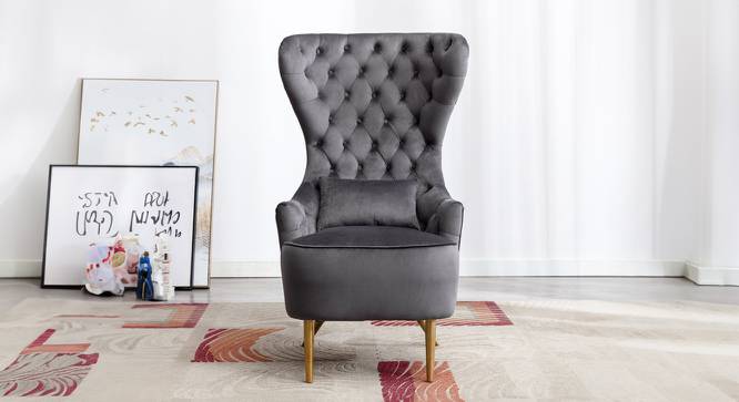 Jayeh High Back Chair in Black Colour (Grey) by Urban Ladder - Design 1 Side View - 854153
