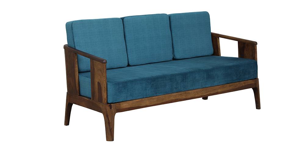 Maple Grove Wooden Sofa - Provincial Teak (Blue) (Blue, 1-seater Custom Set - Sofas, None Standard Set - Sofas, Regular Sofa Size, Regular Sofa Type, Solid_Wood Sofa Material) by Urban Ladder - - 