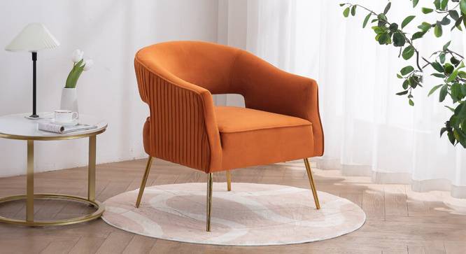 Carl Accent Chair in Yellow Colour (Orange) by Urban Ladder - Front View Design 1 - 854364