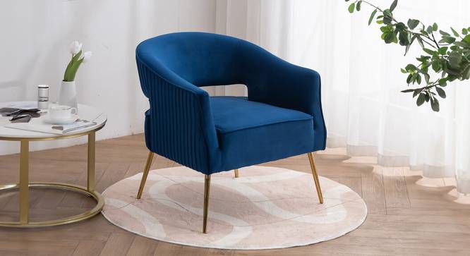 Carl Accent Chair in Yellow Colour (Navy Blue) by Urban Ladder - Front View Design 1 - 854365