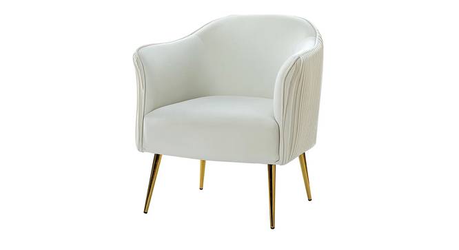 Celeo Velvet Accent Chair in Teal Blue Colour (Cream) by Urban Ladder - Front View Design 1 - 854496