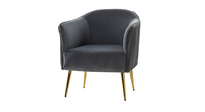 Celeo Velvet Accent Chair in Teal Blue Colour (Grey) by Urban Ladder - Front View Design 1 - 854504