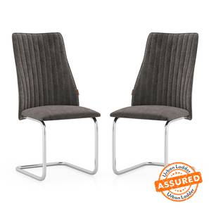 Chair Designs Design Ingrid Fabric Dining Chair set of 2 in Dark Grey Finish