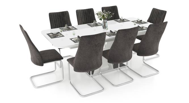 Caribu 6 to 8 Extendable - Ingrid (Fabric) 8 Seater Dining Table Set (Dark Grey) by Urban Ladder - Cross View Design 1 - 854814