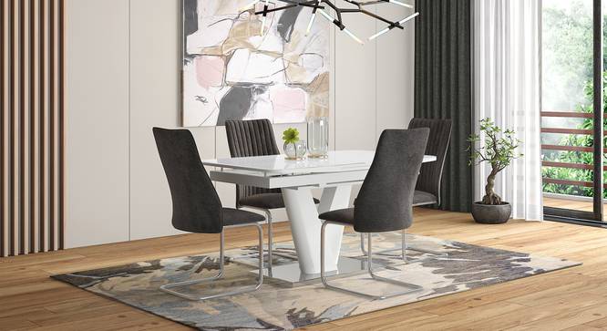 Caribu 4 to 6 Extendable - Ingrid (Fabric) 4 Seater Dining Table Set (Dark Grey) by Urban Ladder - Full View Design 1 - 854835