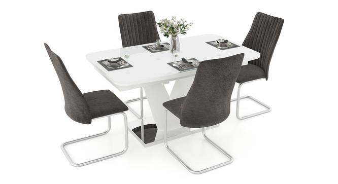 Caribu 4 to 6 Extendable - Ingrid (Fabric) 4 Seater Dining Table Set (Dark Grey) by Urban Ladder - Cross View Design 1 - 854836