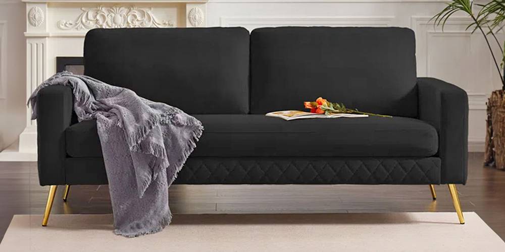 Hilda Fabric Sofa (Black) by Urban Ladder - - 