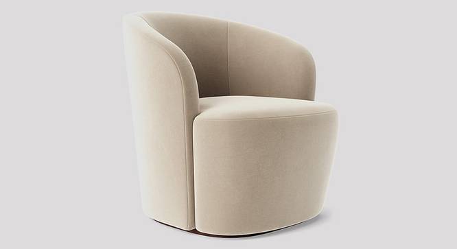Aron Accent chair Velvet in Cream Color (Cream) by Urban Ladder - Front View Design 1 - 855935