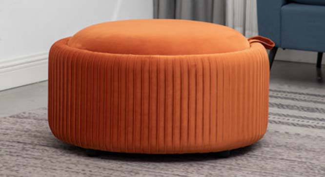 Loofy Ottoman with Strage Color in Black (Orange) by Urban Ladder - Front View Design 1 - 856056
