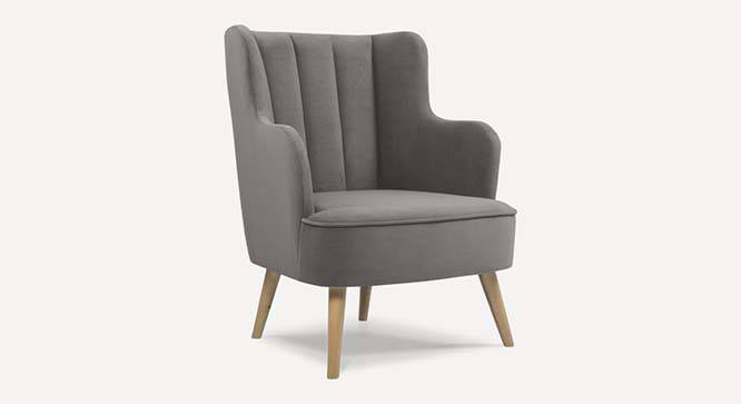 Lerrot Accent chair Velvet in Beige Color (Grey) by Urban Ladder - Front View Design 1 - 856128