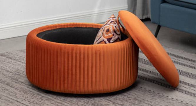 Loofy Ottoman with Strage Color in Black (Orange) by Urban Ladder - Design 1 Side View - 856217