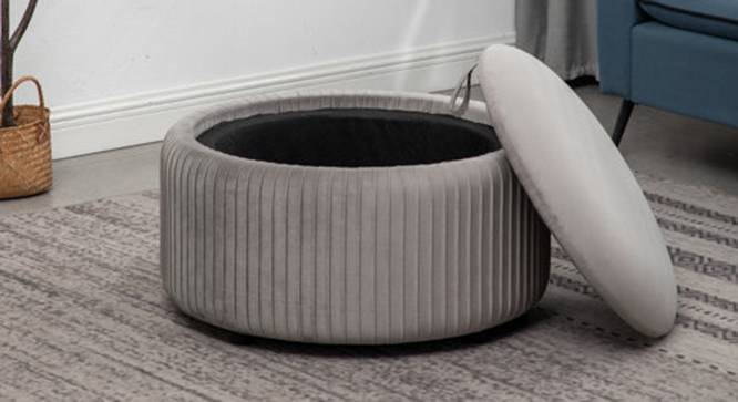 Loofy Ottoman with Strage Color in Black (Grey) by Urban Ladder - Design 1 Side View - 856220