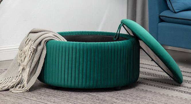 Loofy Ottoman with Strage Color in Black (Green) by Urban Ladder - Design 1 Side View - 856225