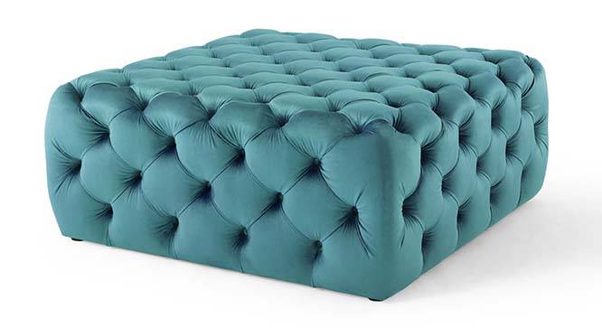 Leonex Ottoman Color in White (Teal Blue) by Urban Ladder - Design 1 Side View - 856286