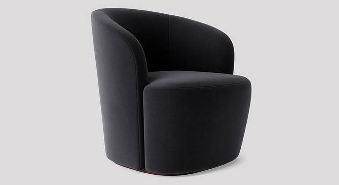 Aron Accent chair Velvet in Cream Color (Black) by Urban Ladder - Front View Design 1 - 856353