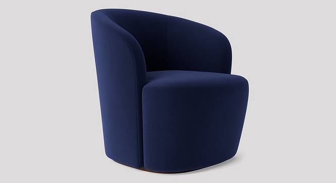 Aron Accent chair Velvet in Cream Color (Navy Blue) by Urban Ladder - Front View Design 1 - 856354