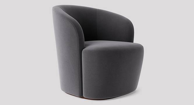 Aron Accent chair Velvet in Cream Color (Dark Grey) by Urban Ladder - Front View Design 1 - 856358
