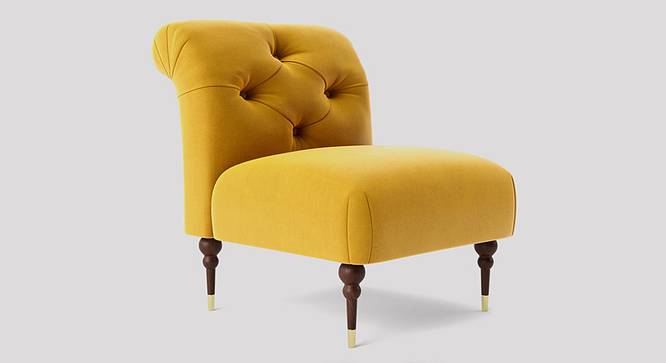 Tybalt Accent chair Velvet in Maroon Color (Yellow) by Urban Ladder - Front View Design 1 - 856581