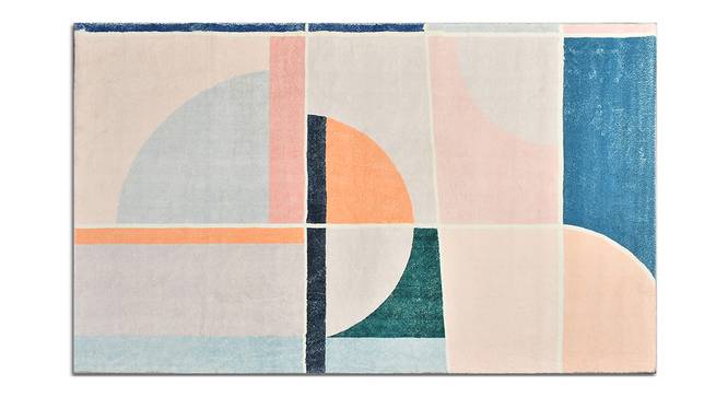 Abstract Geometric Tuft Peach And Blue Carpet 4X6 (Multicolor, 4X6 Feet Carpet Size) by Urban Ladder - Design 1 Side View - 857071
