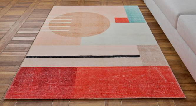 Abstract Geometric Tuft Red And Peach Carpet 5X7 (Multicolor, 5X7 Feet Carpet Size) by Urban Ladder - Front View Design 1 - 857179
