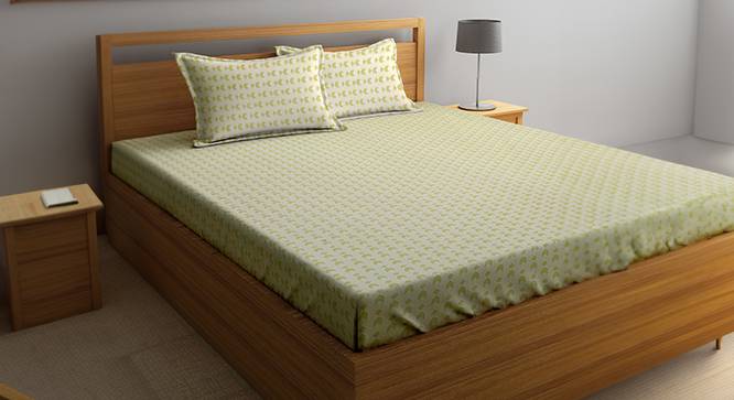 Double Bedsheet-KLBS-2155-OliveGreen (Green, Queen Size) by Urban Ladder - Front View Design 1 - 857385