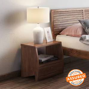 Bedside Tables In Mysuru Design Siesta Solid Wood Bedside Table in Teak Finish